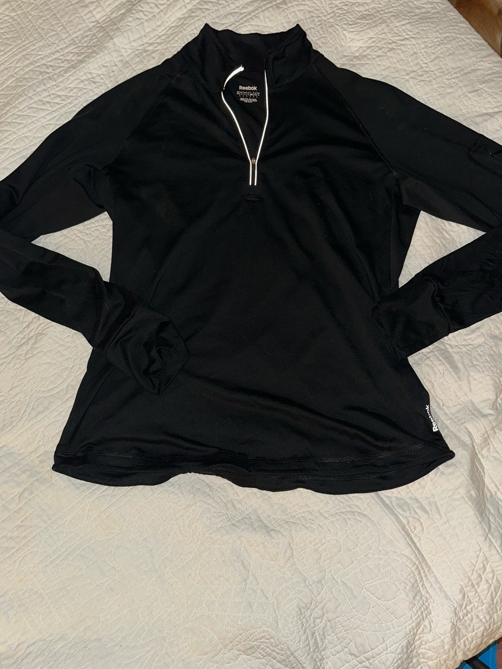 Reebok Black Women's Quarter-Zip Long Sleeve Pullover